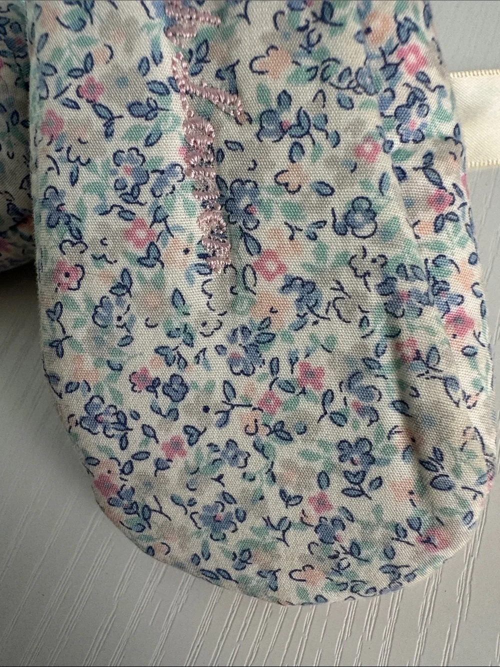 Ralph Lauren Floral Ribbon Baby Mary Janes in Cream and Pastel Blue/Pink